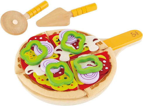 Hape Homemade Wooden Pizza Play Kitchen Food Set and Accessories, Multicolor, for Kids 3 Years and Up