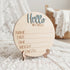 TTMerriwood Hello World Wooden Baby Birth Announcement Sign, Newborn Name Date Time Weight Length Board, Neutral