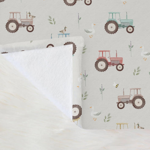 Selgkds Country 60x80inch Pastel Farm Trucks Meadow Baby Blankets for Girls Boys Boho Tractors Ducks Bees Leaves