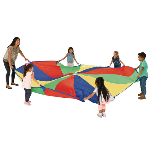 Excellerations 12-Foot Rainbow Play Parachute for Kids with 12 Handles - Fun Gym Toy