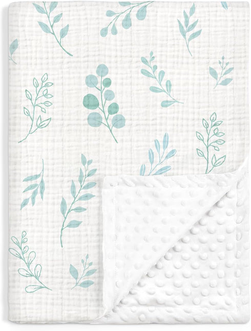Baby Blankets for Boys Girls, Soft Nursery Minky Blankets with Muslin and
