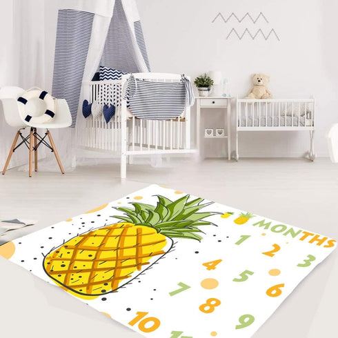 Pineapple Baby Monthly Milestone Blanket, 48x40in Cool Summer Fruits Blanket for Newborn Mom Gifts Baby Shower