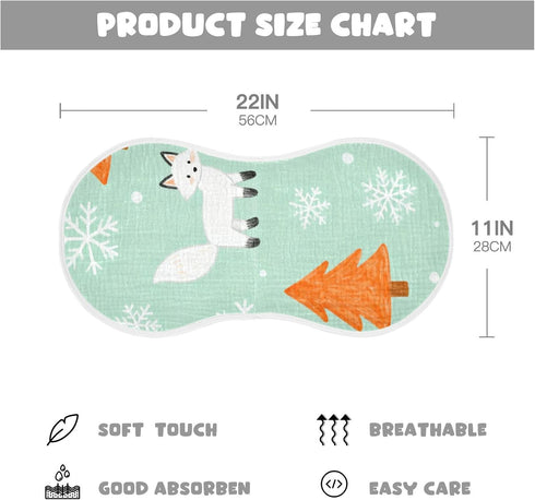 decor gift 4 Pack 22x11in Cotton Burp Cloths Muslin Breathable Merry Christmas Fox White Green spit up Rags for Babies
