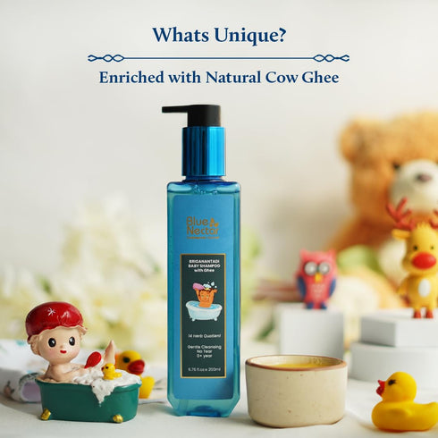 0+ (6.76 Oz, 14 Blue Nectar Baby Shampoo for Kids with Natural Ghee | No Tear Formula | Natural Baby Care Product
