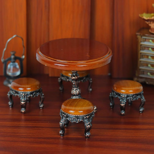 LUOZZY 1:12 Miniature Wooden Round Table Model for Dollhouse Accesories Miniature Side Table Dollhouse Furniture