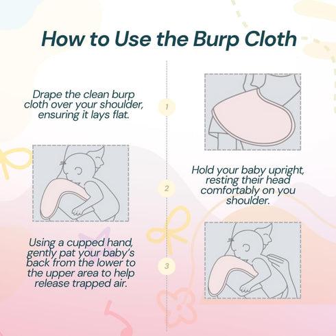 BLESSIQUE INTERNATIONAL 5 100% Blessique Baby Burp Cloths Pieces Cotton Muslin Soft Absorbent Burping Cloth for Baby