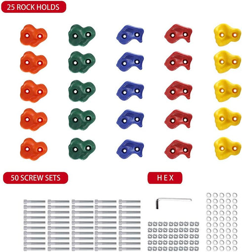 Yaegoo Climbing Holds for Kids and Adults, 25 PCS Rock Climbing Holds with Mounting Hardware for DIY Wall
