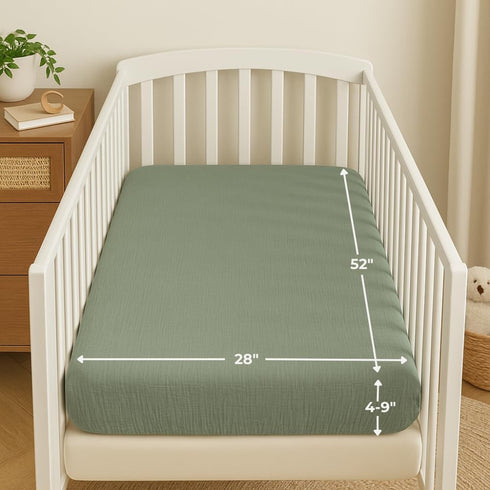 100% Nora's Nursery Muslin Crib Sheets - Organic Cotton Crib Sheets - Fits Standard Crib and Toddler Bed Mattress Size
