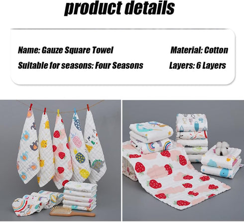LINGBI DAMI 6 (19.7x9.8 inches), Yellow chick print Cotton square towel with layers of gauze washable children's face
