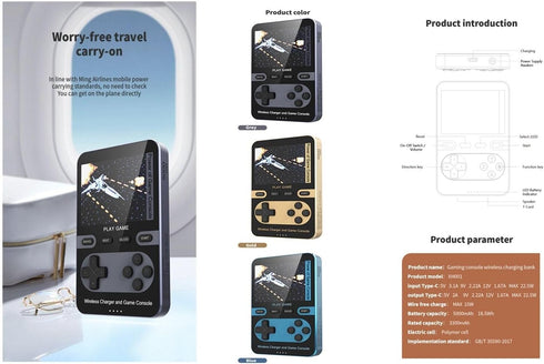 Kastar 2 in 1 Handheld Video Game Console Built-in 500 Classic Mini Games with 5000mAh Battery Pack