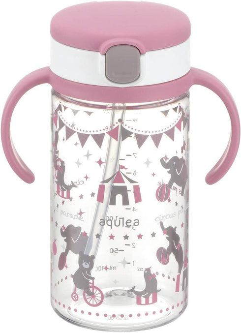 Richell Aqulea Outing Straw Mug, 320ml in Pink