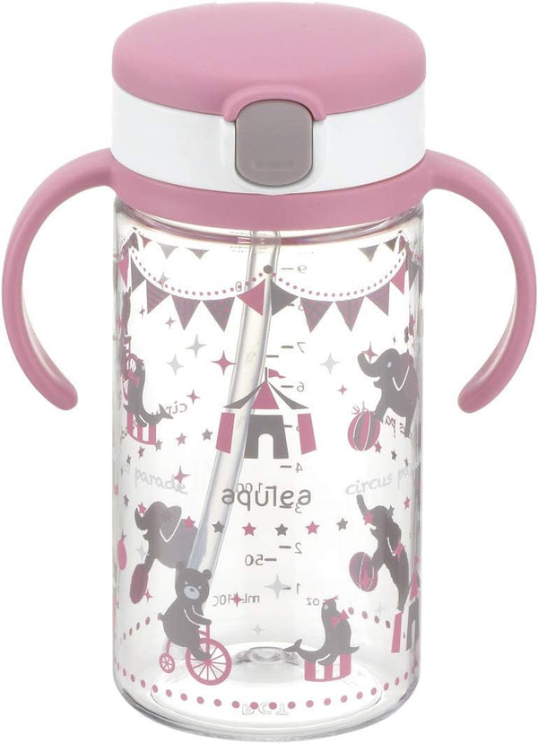Richell Aqulea Outing Straw Mug, 320ml in Pink