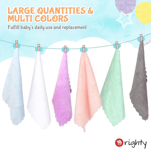 12 Pack, 7x9 Inch Orighty Baby Washcloths Microfiber Coral Fleece Baby Face Towels, Soft and Absorbent Wash Cloths