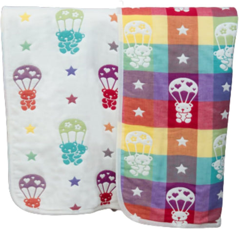 2 Layer Blanket, Muslin Cotton Jacquard Bed Blanket, Lightweight Super Soft and Warm, Crib Blanket