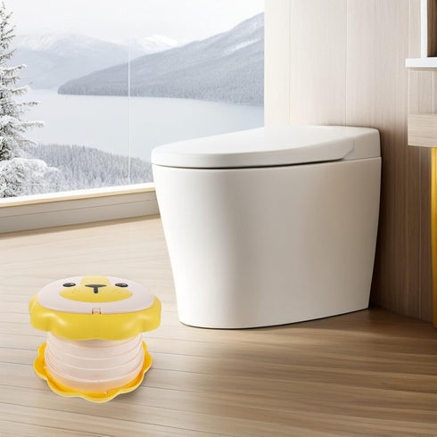 minkissy Portable Foldable Potty Chair, Travel Toilet Seat with Cartoon Design, Lightweight Portable Training Toilet
