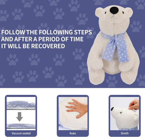 ROPELOK 15.7 Inch Polar Bear Stuffed Animal Plush, Lifelike Super Soft Cute Polar Bear with Scarf, Kawaii Cute Plush