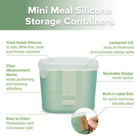 Containers,3 oz Safe,6 Pack,Pea haakaa Mini Meal Silicone Storage Silicone Baby Food Containers with Airtight