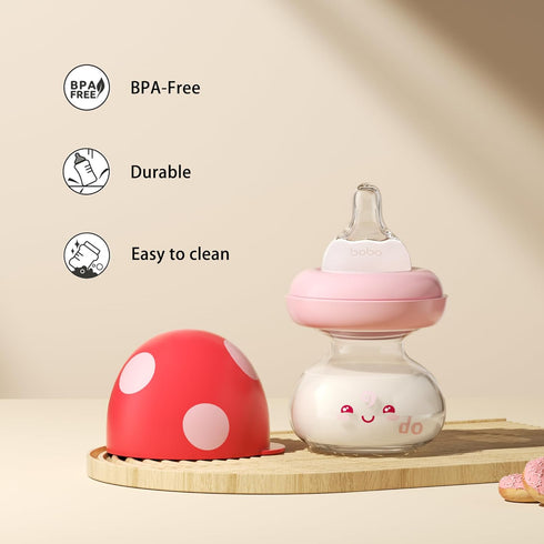 0+ 2.7oz/80ml 2.7oz (Pack 2)) YOHKOH Newborn Glass Baby Bottles with Slow Flow Nipple for Months, Wide Neck Feeding