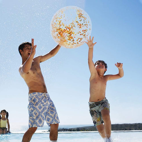AMOR PRESENT Beach Ball, 16" Glitter Inflatable Beach Ball for Kids & Toddlers, Summer Party Favors