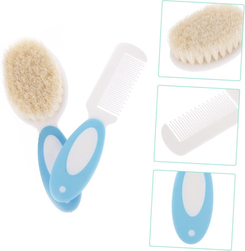 Set Baby Shampoo Brush Hair Accessories for Newborns Toddlers Gentle Wool Bristles