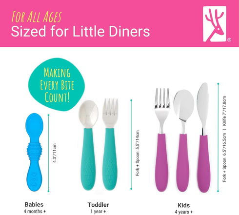 Elk and Friends Silicone Baby Spoons | Travel Case Included | First Stage Infant Toddler Spoon | Baby Led Weaning Stage