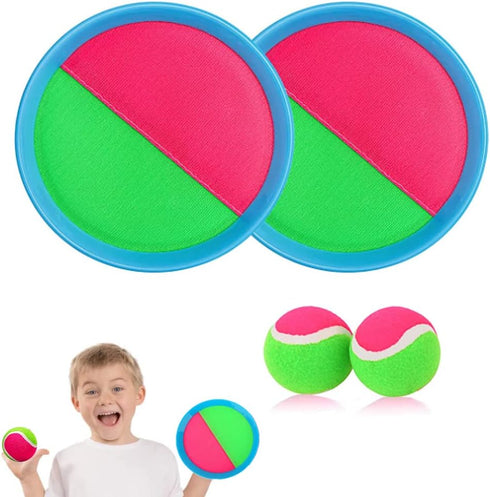 Ball Catch Set Games, Toss Paddle Outdoor Toys, Beach Toys with 2 Paddles & 2 Balls for Kids Birthday Gift