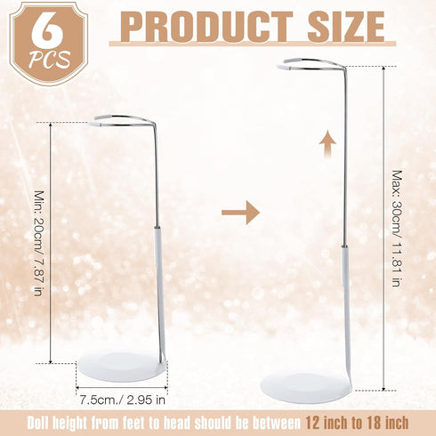 6 12 Inch 18 Inch Yaocom Pcs Adjustable Doll Stands for to Dolls Display Stand with Expandable Waist Wire Action Figure
