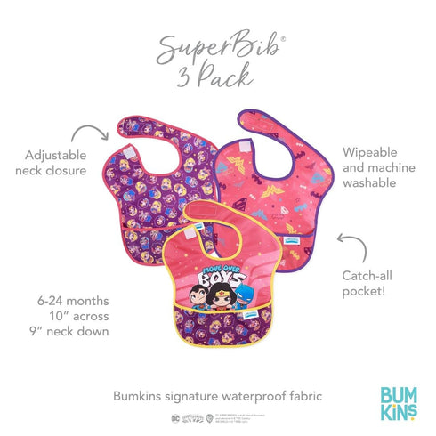 Bumkins Bibs for Girl or Boy, SuperBib Baby and Toddler, 6-24 Months, Essential for Eating and Feeding