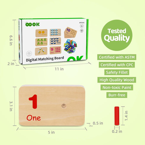 Counting 55 TOOKYLAND Peg Board Toddler Toys, Wooden Toys with Pegs, Wooden Math Manipulatives,Montessori Math