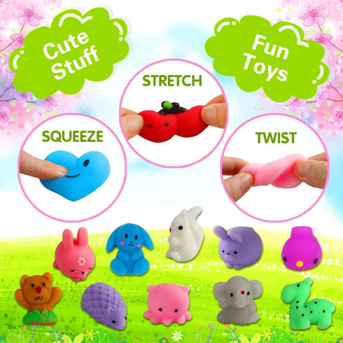 100 Pack 4- 8 8-12 Squishies Toys, Tiny Mochi Squishy Fidget Toys Random Bulk Party Favors for Kids Goodie Bag Pinata