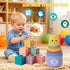 Etyat 6-12 1 0-3, Set Baby Toys Months, Montessori Toys for Year Old, Silicone Pull String Teether Toy, Stacking
