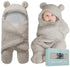 BlueMello Ultra-Soft Plush Swaddle Blanket for Infants 0-6 Months, Grey Receiving Wrap, Ideal Newborn Gift