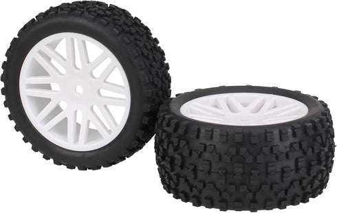 BQLZR 4X White Front Rear Wheel Rim Rubber Tyre Replacement for RC 1:10 Off-Road
