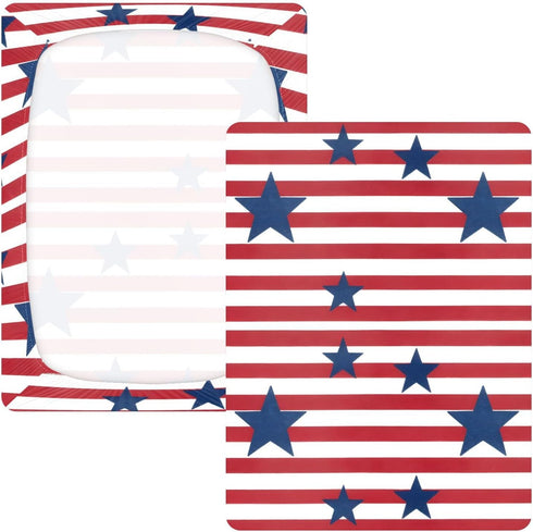 CZXW 52" 28" Vintage American Stars Crib Sheets Fitted x Natural Cotton Soft & Breathable for Baby Crib Mattress