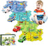 RAESOUL Christmas Stocking Stuffer 4 Sets 4in1 Puzzle Racer Kids Car Track Set,4