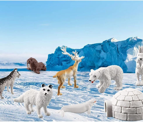 Mini Arctic Animals Figurines Set, 10pcs Realistic Plastic Arctic Toy Figures for Kids Birthday Gift
