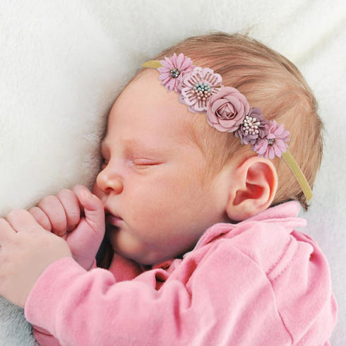 4pcs Cinaci Dusty Pink Soft Nursery Newborn Baby Receiving Swaddle Blanket with Matching Turban Hat Bow Headbands