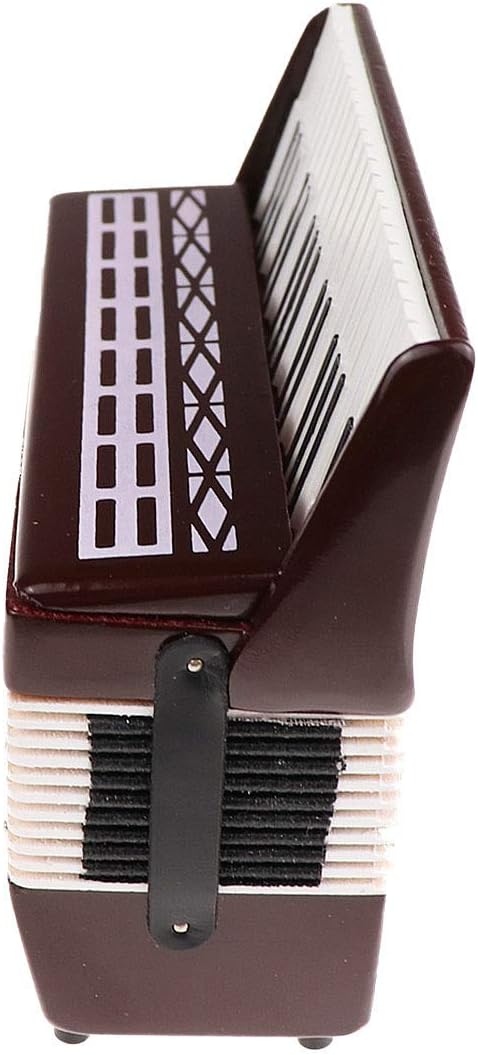 Dselvgvu Miniature Accordion with Case, Collectible Musical Instrument Replica for Dollhouse Decoration (Red)