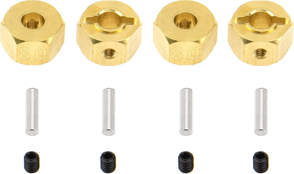 Brass 12mm Wheel Drive Hex Hub Adapter with Pins, Counterweight Compatible with Axial SCX10 90046, Tamiya CC01, D90,