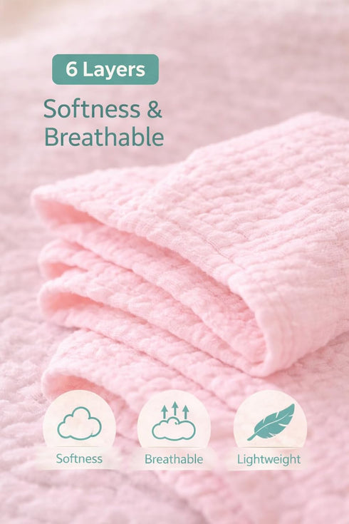 Kestel 3-Pack, 100% 6-Layer 8x8 inches Baby Washcloths, Cotton Soft Absorbent, Muslin Wash Cloths and Face Towels, Baby