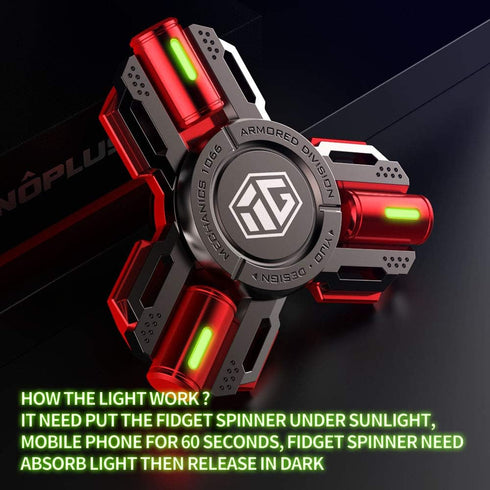 Fidget Spinners, Metal Finger Hand Spinner Toys with Luminous Light for Stress Relief