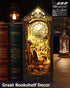 OMEPEA 3D DIY Book Nook Kit Decor - Wooden Puzzle Bookshelf Decor with LED, Bookend Diorama DIY Miniature Dollhouse Kit