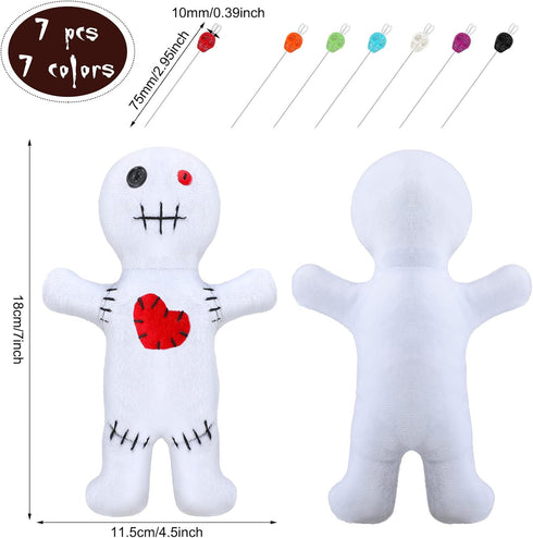 Kathfly 8 Pcs Voodoo Doll Set with Horror Doll, 7 Pcs Skull Pins, Creepy Dolls, Stress Relieving Toys