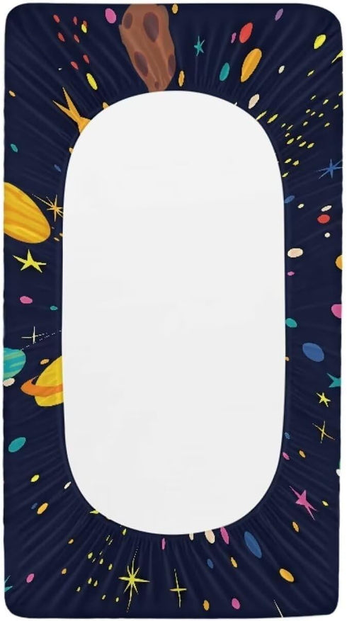 Kathyboom Planets Stars Changing Pad Covers, Breathable Baby Diaper Change Table Covers, Ultra Soft Contoured Pad