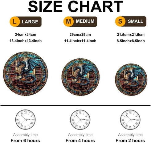 300 13.4 13.3 Dragon Library Puzzles Adults Gifts for Men Women Wooden Pieces x