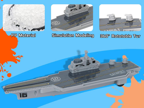 Set Crelloci Aircraft Carrier Military Naval Ship with Pull Back Army Fighter Jet Toy Small Scale Model Plane Submarine