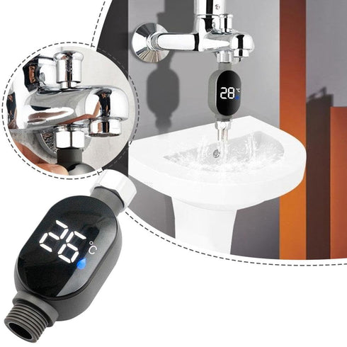 Generic 0-99c Shower Temperature Meter Thermometer High-Precision Led Display for Safe Comfortable Bathing Black
