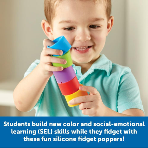 Set, 24 3+, Learning Resources Rainbow Emotion Fidget Poppers Classroom Pieces, Ages Autism Sensory Toys