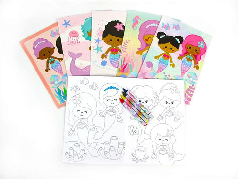 Set 12 48 TINYMILLS Rainbow Mermaid Coloring Book for Kids Party Favors with Coloring Books and Crayons African