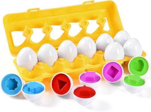 MAGIFIRE Playtime Matching Eggs for Toddlers - 12 Matching Eggs with Shapes and Colors